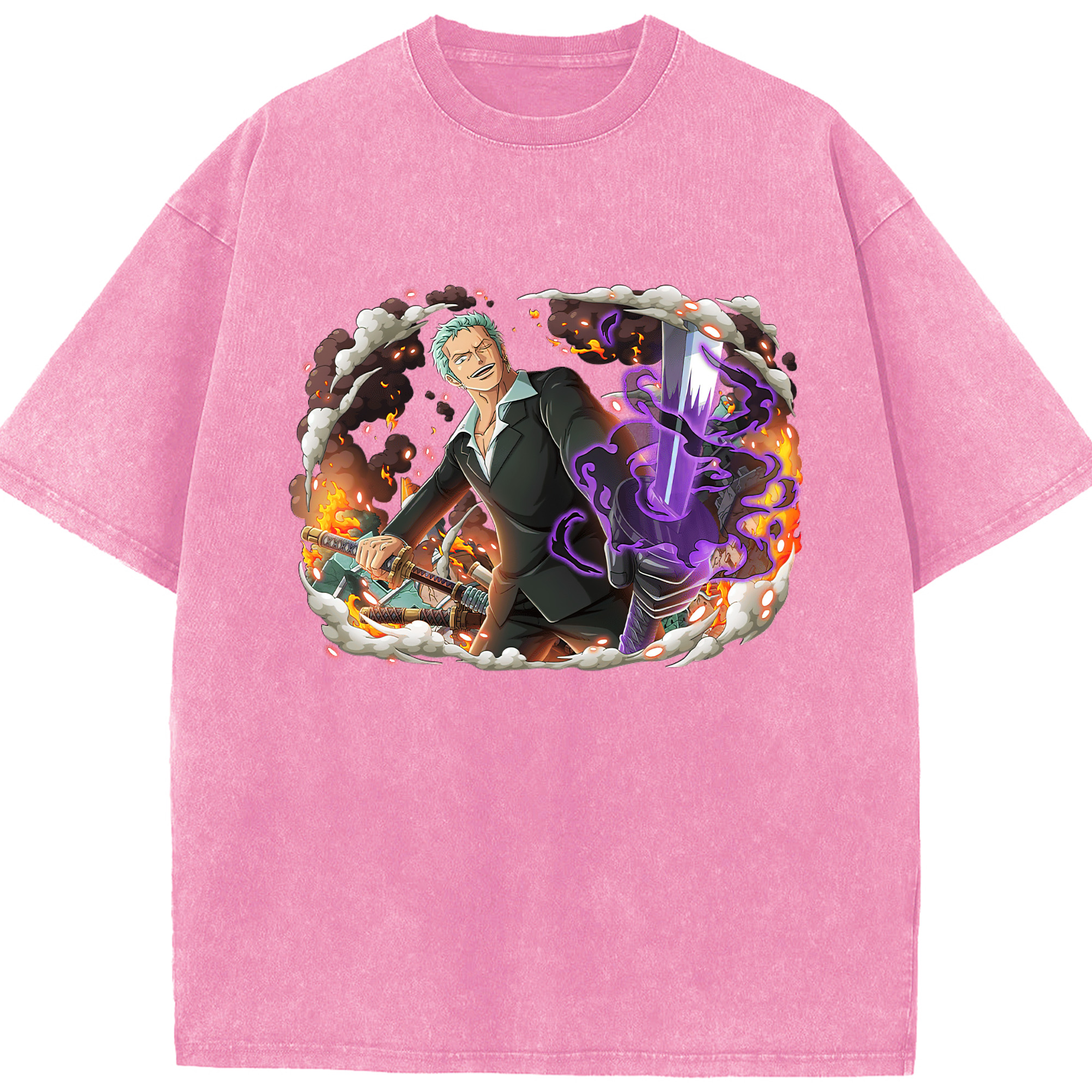 ワンピース ロロノア・ゾロ ONE PIECE Roronoa Zoro 綿100% ヴィンテージ風 半袖Tシャツ（フロントプリント）